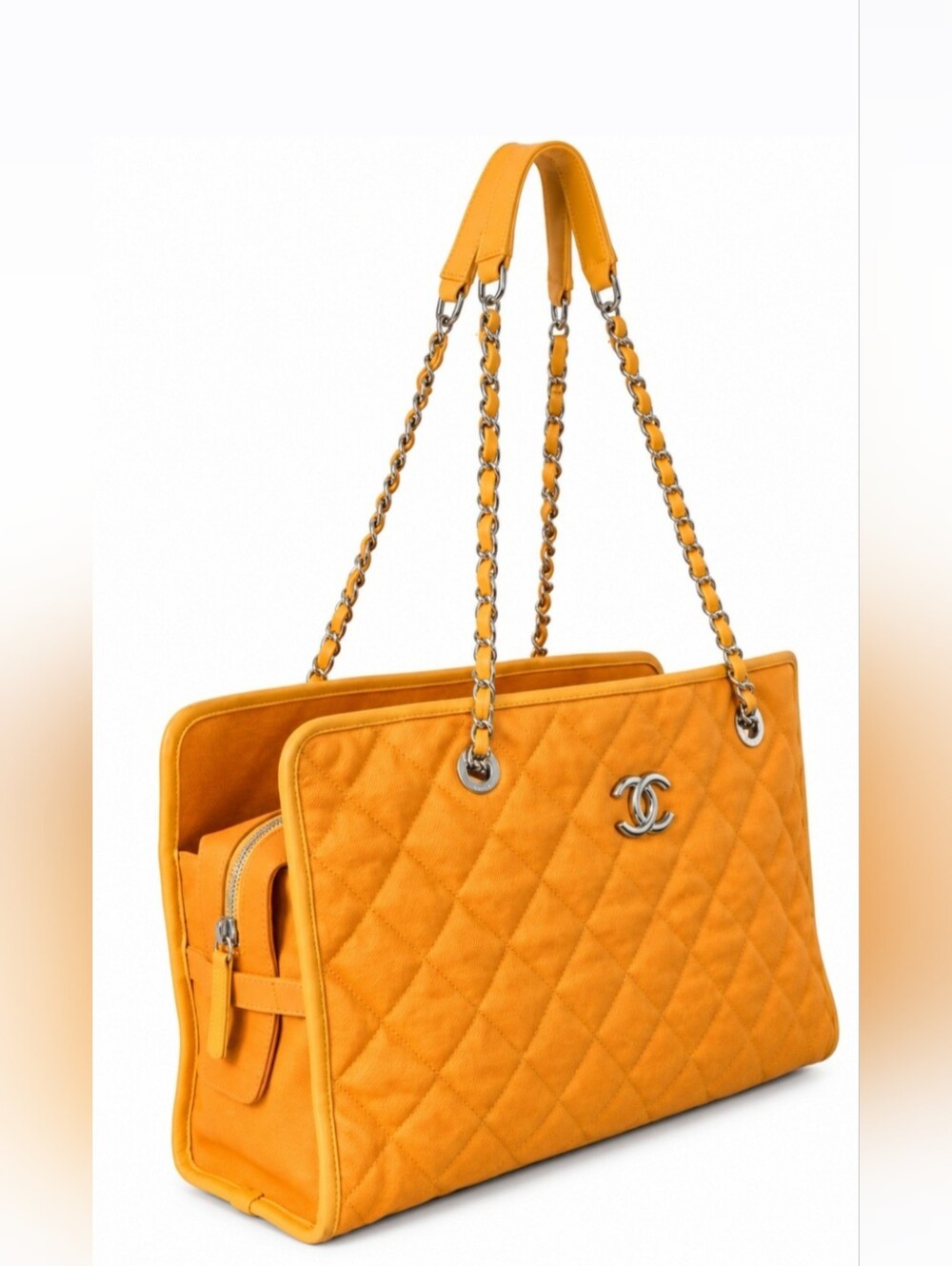 Chanel French Riviera Yellow Crinkled Caviar Shoulder Bag